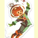 "New" Spacegirl Retro Sticker